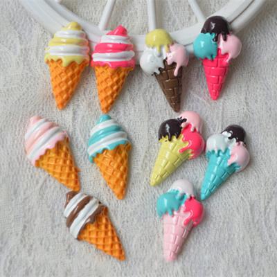 China Global yiwu insheen hand painting craft colorful flat back ice cream design resin charm cabochons for key chain for sale