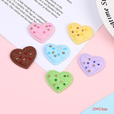 China 2022 new design colorful flatback heart biscuits simulation food resin cabochon diy craft accessories worldwide for sale