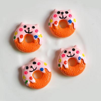 China World Hot Selling Hand Paint Craft Bear Donut Artificial Animal Design Flat Resin Charms For Keychain for sale