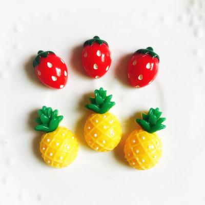 China Global cute pineapple strawberry shape resin headwear children hair accessories diy craft flat back flat back cabochons for sale