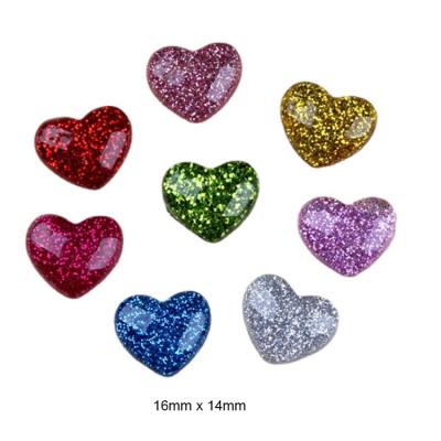 China Global 100pcs Per Bag Small Size Hot Sale Resin Colored Glitter Heart Cabochon Flat Back Craft for sale