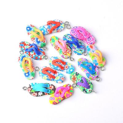 China Beautiful Europe Polymer Clay Flip Flops Flat Back Colorful Slipper Charms Jewelry Earring Making Accessories for sale