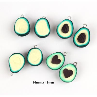 China Wholesale Adorable Handmade Artificial Avocado Design Earring Jewelry Polymer Clay Charms From Europe for sale