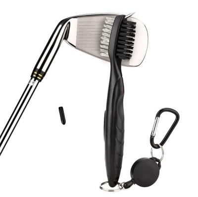 China Sports Golf Golf Club Brush Cleaner With Retractable Zipper And Aluminum Line Carabiner Cleaning Tools for sale