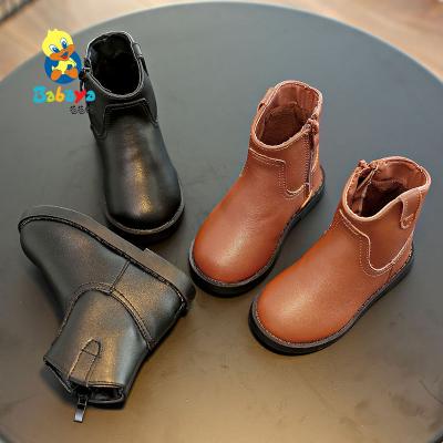 China L8535 HUANQIU Microfiber Anti-slippery Soft Flat Ankle Kid Girls Fashion Boots Safty Casual Shoes for sale