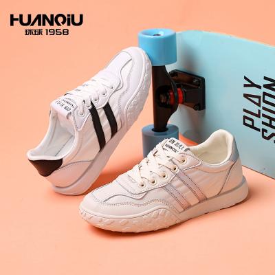 China SA078 HUANQIU Breathable Canvas Microfiber Rubber Lace Up Summer Flat Female Sports Shoes For Women for sale