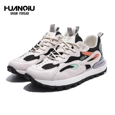 China HA735-1 HUANQIU PU Spring Mesh Microfiber Hard Wearing Casual Sports Shoes Durable Men Sneakers for sale