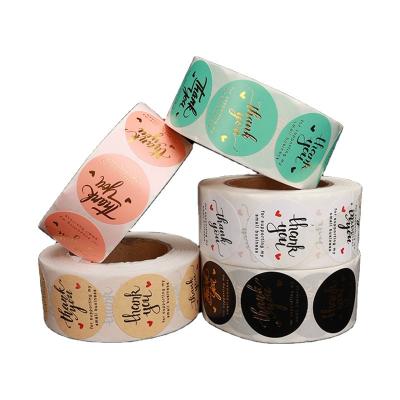 China Various Colors Waterproof Custom Printed Labels Thank You Waterproof Wrapping Label Gold Foil Vinyl Sticker Cosmet Tape for sale