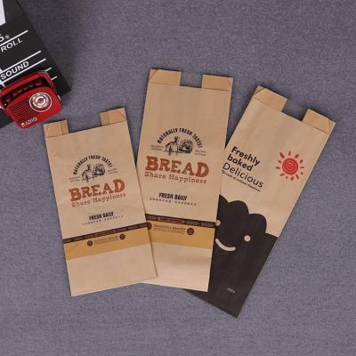 China Cheap Recycled Material Manufacturers Custom Logo Printed Food Grade Kraft Paper Bag For Bread Packaging Bag for sale