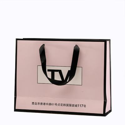 China Recyclable Paper Bag Logo Print Shopping Paper Bag Custom Apparel Shoe Packaging Gift Cheap Washable Paper Bag for sale