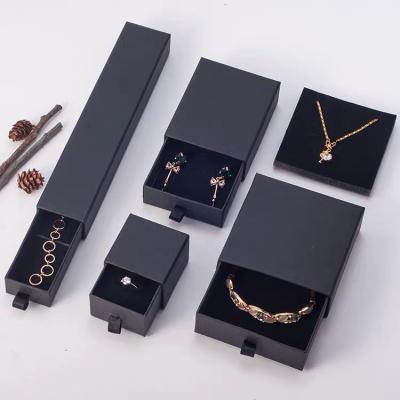 China Recycled Materials China Factory Black Cardboard Paper Gift Packaging Jewelry Box for sale