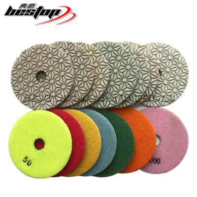 China Stone Polishing 4 Inch Flexible Diamond Wet Engineered Stone Polishing Pad for sale