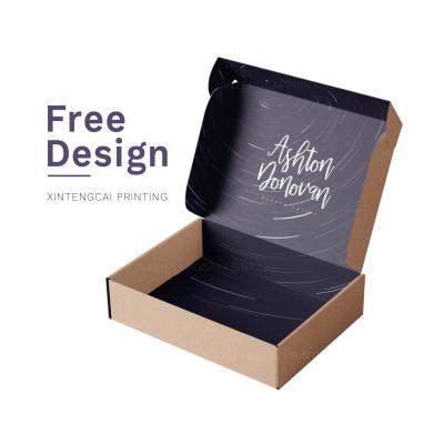 China Custom Logo Printed Black Mailer Box Eco Friendly Recyclable, Durable Clothing/Gift/Shoes Cardboard Paper Packaging Mailing Boxes for sale