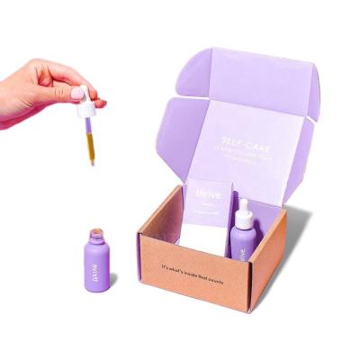 China BDC Recyclable Luxury Premium Custom Oil Flexible Logo Printed Purple Corrugated Ad Box, Essential Oil Packaging Box for sale