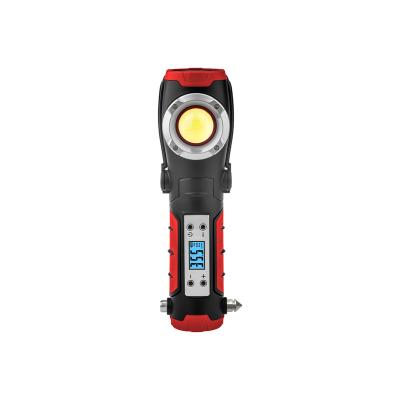 China Emergency hammer/air compressor/warning light/portable multi-function rechargeable electric compressor radio work light/12V power bank for tire for sale