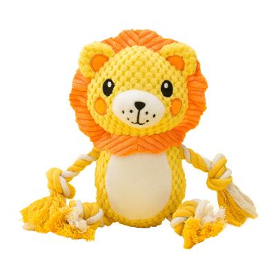 China High Quality Cute Stuffed Dog Toy Squeaky Plush Lion Monkey Rope Pet Chewing Toys Durable for sale