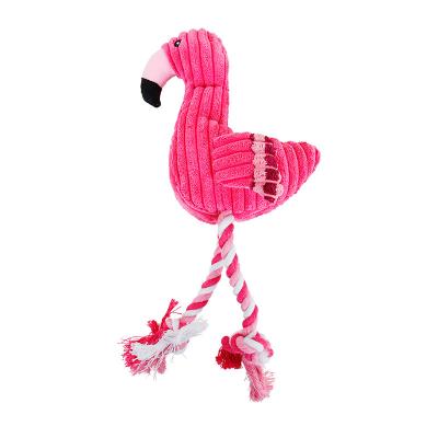 China Flamingo Stocked Dog Chewing Toy Squeaky Clean Teeth Plush Toys For Puppy Durable for sale