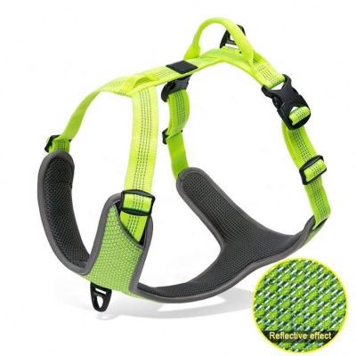 China Soft Reflective DETACHED Padded Front Dog Harness Outdoor Walking Light Green for sale