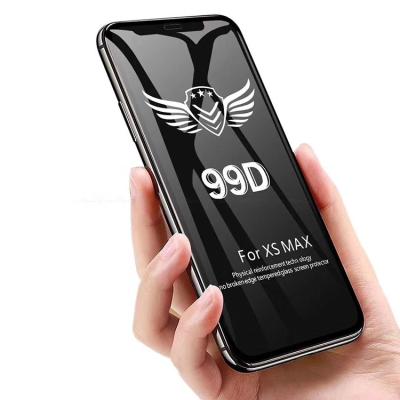 China High-end touch 11D zero scratch mark 99D cut out big arc cell phone glass film/explosion-proof wear-resistant/all-glue cell phone film for sale