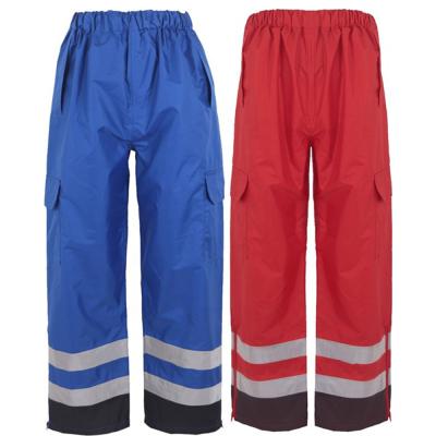 China Non-ANSI Standard High Multi Color Water Proof Water Proof Premium Rain Pants With Stripe Black Bottom Reflective Pants for sale