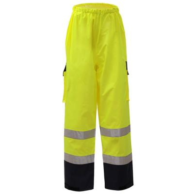 China Water Proof Premium Waterproof Wholesale Safety Pants With Bottom Black Reflective Work Trousers With Two Pockets for sale