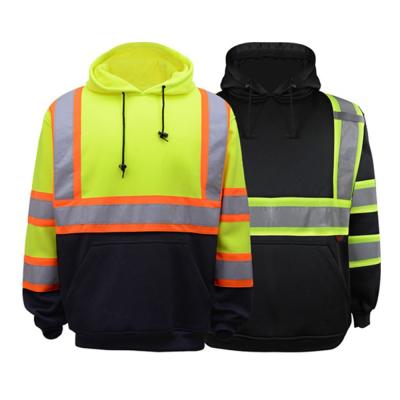 China Workwear Logo Vis Two Reflective Hoodie Pullover Sweatshirt Hi Neck Pullover Hoodie for sale