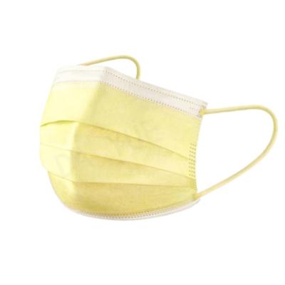 China High Effective Filteration > 95% Low Price Disposable Yellow Face Mask Solid Color Face Mask Disposable Yellow Color Mask Recycling for sale