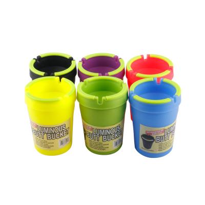 China Small Size Hot Luminous Glow Mix Color Color Mix Bucket Butt Bucket Sale Car Plastic Ashtray for sale