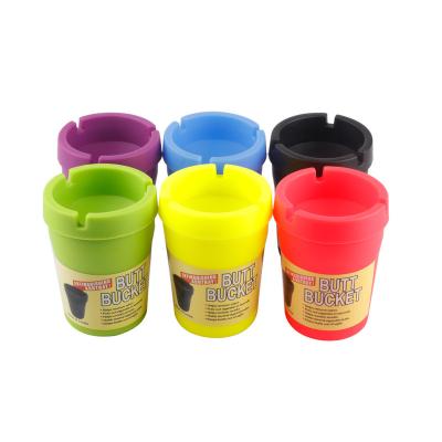 China Wholesale Cheap Butt Bucket Smoking Accessories Butt Bucket Mix Color 10.5cm Plastic Ashtray For Car for sale