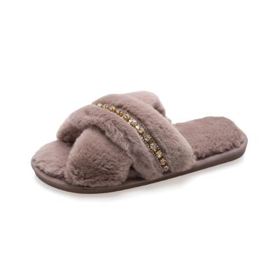 China Fashion Trend Cotton Slippers Women's Fuzzy Slippers Fluffy For Fur Hairy Slippers For Women for sale