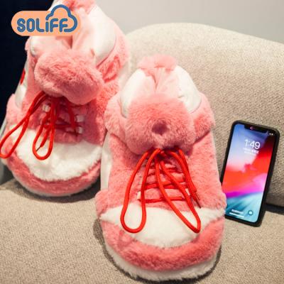 China Fashion Trend Elegant Plush Pink Slippers For Women Women Warm Slippers Fluffy Slippers For Women for sale