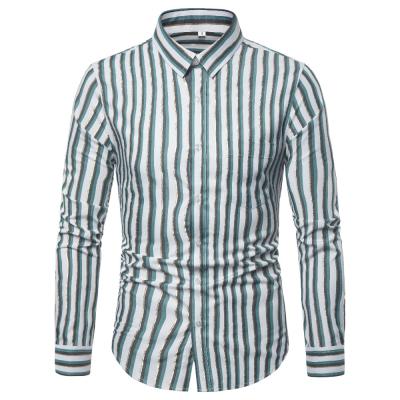 China British style business cotton men's striped anti-pilling shirt male social shirt full long sleeve casual dress shirts for sale