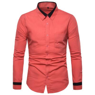 China Patchwork Casual Men's Business Shirts Male Social Shirt British Style Cotton Anti-pilling Long Sleeve Dress Shirt for sale