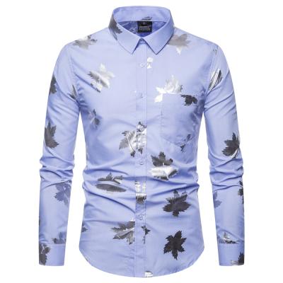 China Hot Stamping Men's Business Casual Shirts Cotton Anti-pilling Dress Shirt Long Sleeve Male Social Shirt for sale