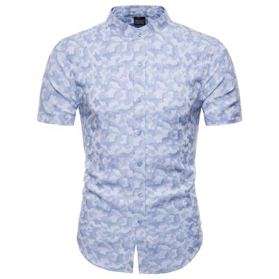 China Fashion Anti-pilling Mens Casual Short Sleeve Shirt Cotton Camouflage Printed Comfort Dress Shirts for sale