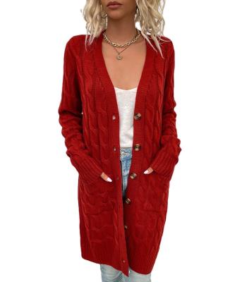 China 2021 autumn/winter new fashion women's cardigan sweater coat high quality fleece button cardigan anti-wrinkle for sale