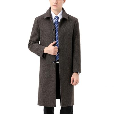 China Anti-wrinkle 2021 high quality long turn-down collar solid color fleece long autumn/winter coat men for sale