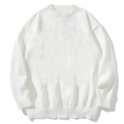 China Latest Design Breathable High Quality Cheap Custom Oversized Sweater Embroidery White Mens Knitted Sweater for sale