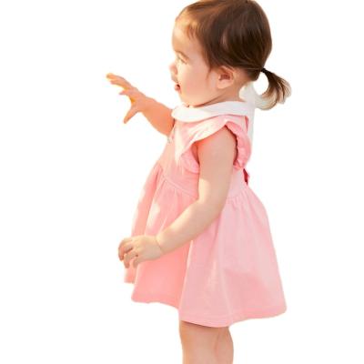 China 2021 Hot Anti-Wrinkle Baby Princess Dress Baby Girl Cute Anti-static 100% Cotton Clothes Solid Color Baby Dress for sale