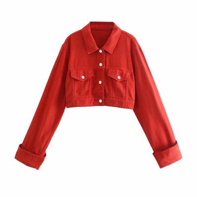 China 2021 New Hippie Street Short Jacket Women's Slim Fit Logo Slim Top Custom Women's Lapel Breathable Straight Jackets for sale