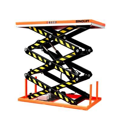 China SINOLIFT HT Series Three Shear Small Hydraulic Scissor Electric Lift Tables Scissor Lifting Platform for sale