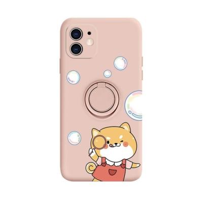 China Bubble Chaigou Dog Silicone Shockproof Band Striping 11 Phone Case 13 Holder Integrated 12 Ring Silicone X xsmax for sale