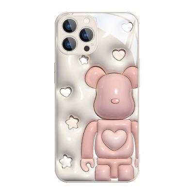 China Case 14 Pro Max Phone Pro Max Bear 13 Back Case xsmax Shockproof Inflatable Violent Glass Phone New for sale