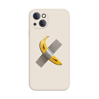 China Shockproof 12mini new 13pro band banana phone 8plus7 phone case personalized creativity xsmax liquid silicone straight edge phone Ca for sale