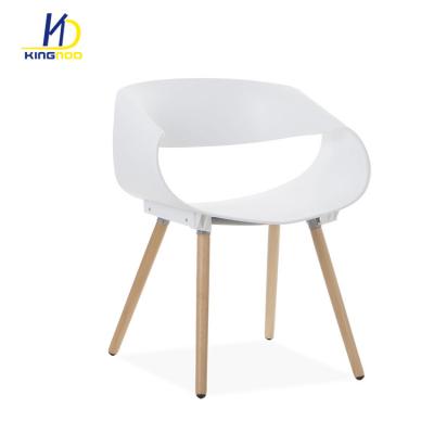 China Contemporary Modern Comfortable Egg Roll PP Plastic Chair With Wooden Legs for sale