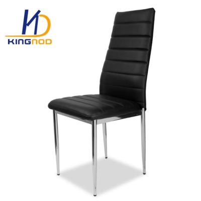 China Modern Classic Metal Chromed Color Black PVC Legs Dining Chair for sale