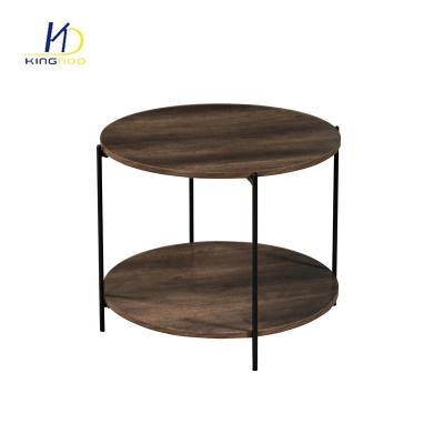 China Industrial Style Round Oak Coffee End Table for sale