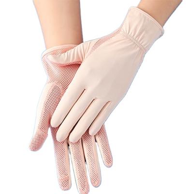 China Fashion Women Thin Wrist Breathable Sunscreen Gloves Ice Silk Split Finger Quick-drying Elastic Mittens for sale