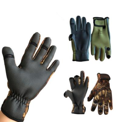 China Wholesale 3 Fingers Protection Neoprene Stretch Protective Fishing Glove Waterproof Non-slip Cut-Out Fisherman Gloves for sale