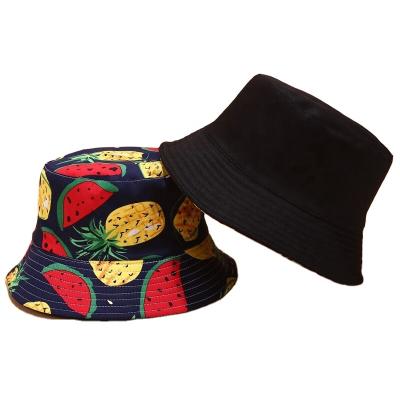 China 4 Pack Fruit Print Fruit Print Bucket Hats Unisex Checked Cotton Beach Sun Hat For Women Summer Travel Outdoors for sale